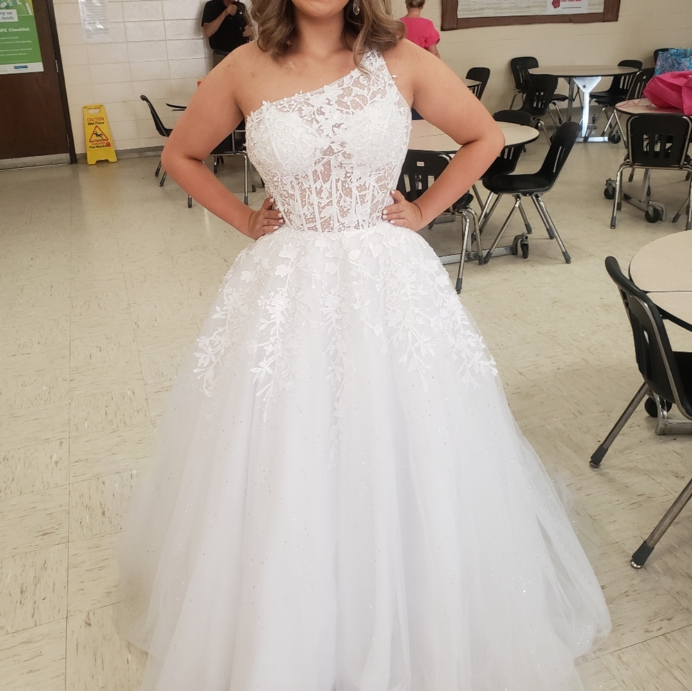 Size 6, white evening gown